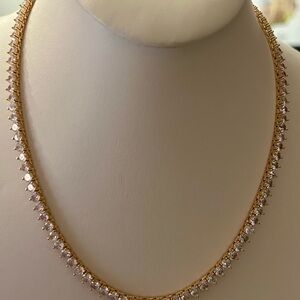 Elegant Gold Tone Tennis Necklace